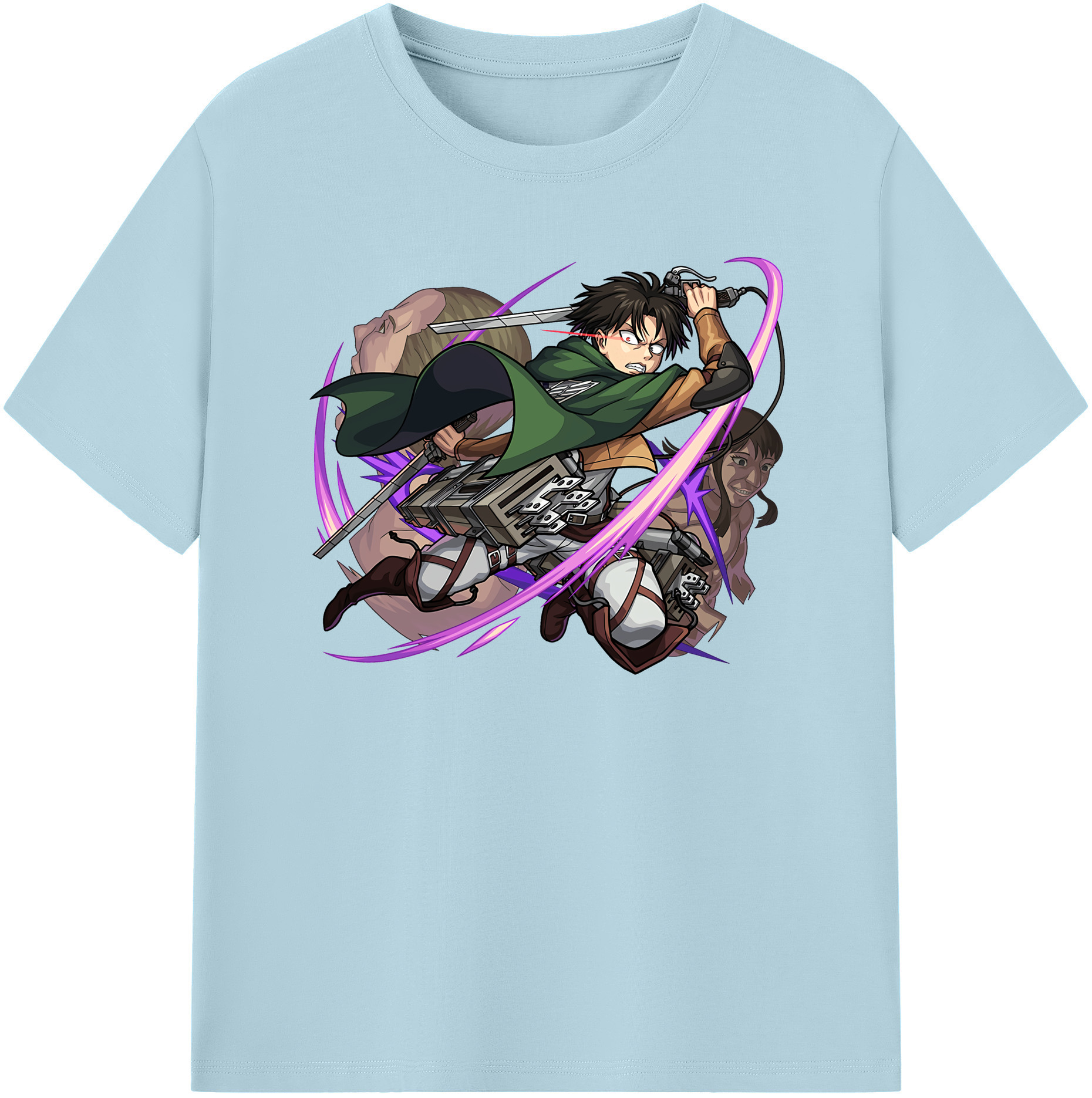 （画像用） 進撃の巨人 リヴァイ·アッカーマン Attack on Titan Levi Ackerman 綿100％半袖Tシャツ（フロントプリント）
